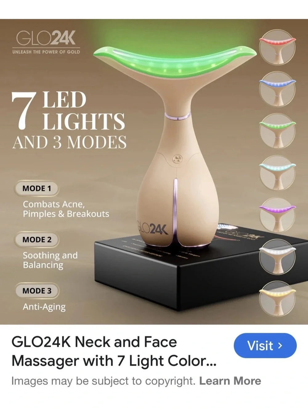 Rose Gold Neck & Face Massager with LED Therapy